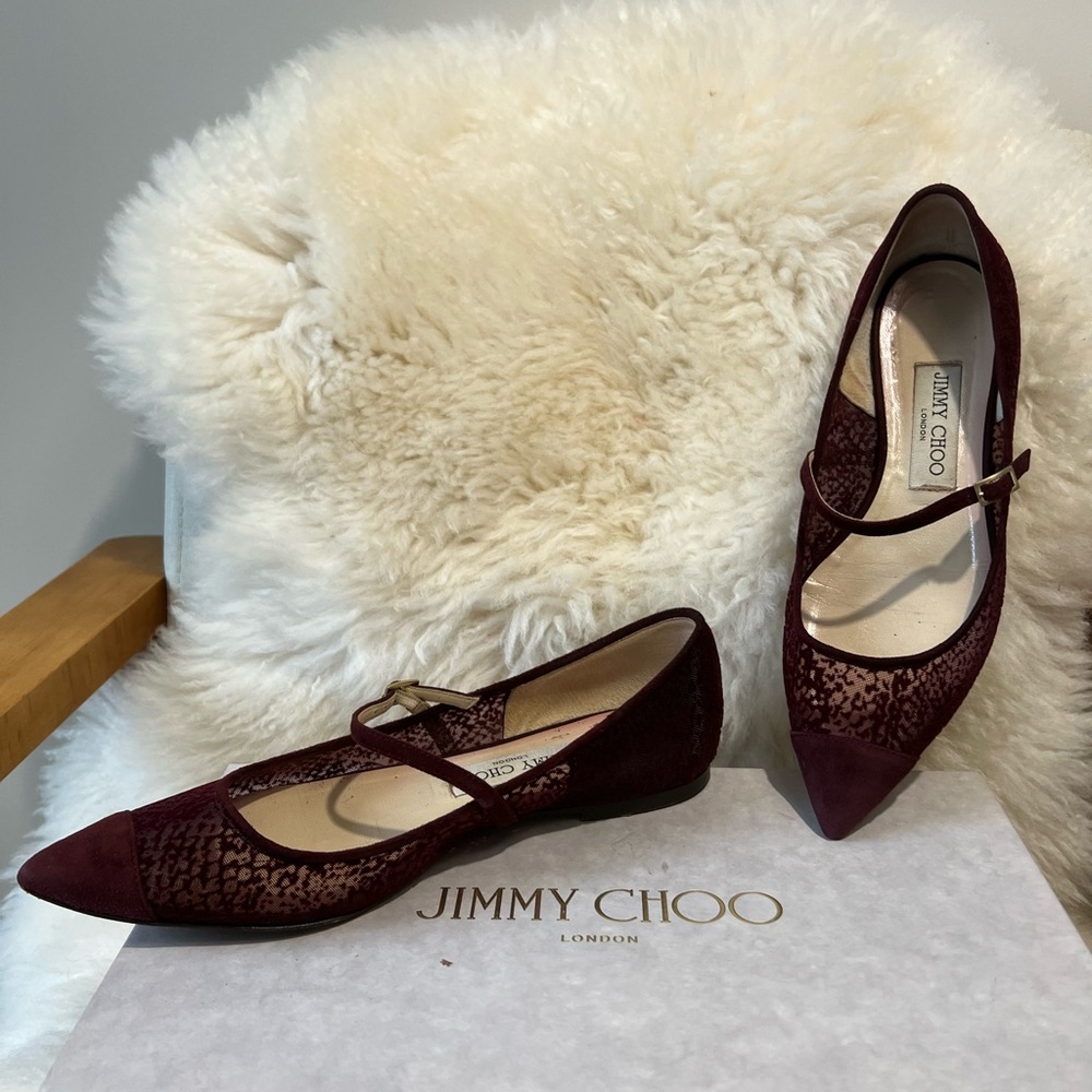 Burgundy Jimmy Choo flats in size 37